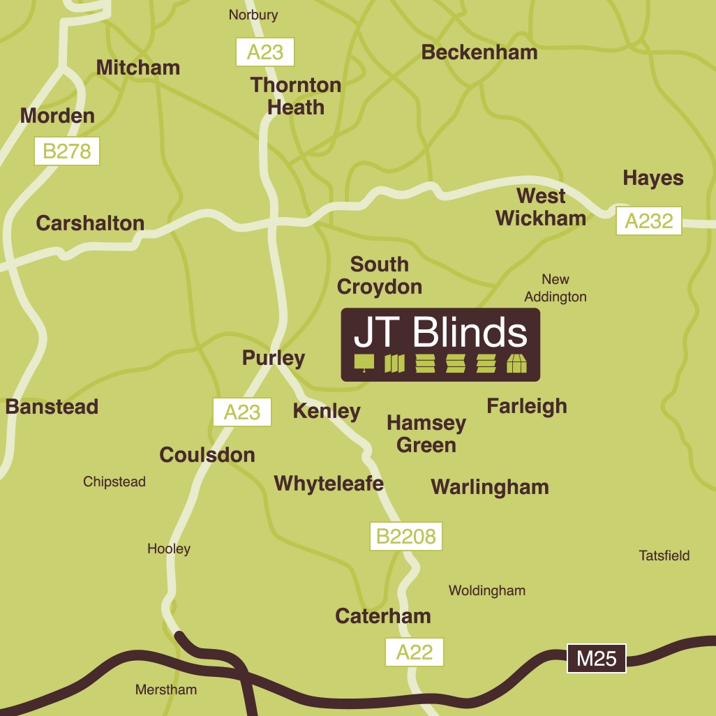 JT Blinds location on map of Croydon